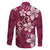 Plumeria Floral Tapa Pattern Ruby Pink Family Matching Puletasi and Hawaiian Shirt