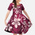 Plumeria Floral Tapa Pattern Ruby Pink Family Matching Short Sleeve Bodycon Dress and Hawaiian Shirt