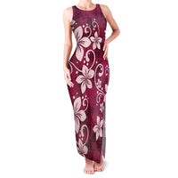 Plumeria Floral Tapa Pattern Ruby Pink Family Matching Tank Maxi Dress and Hawaiian Shirt LT01 Mom's Dress Pink - Polynesian Pride