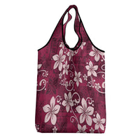 Plumeria Floral Tapa Pattern Ruby Pink Grocery Bag LT01 - Polynesian Pride
