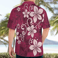 Plumeria Floral Tapa Pattern Ruby Pink Hawaiian Shirt LT01 - Polynesian Pride