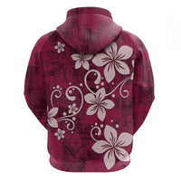 Plumeria Floral Tapa Pattern Ruby Pink Hoodie LT01 - Polynesian Pride