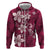 Plumeria Floral Tapa Pattern Ruby Pink Hoodie