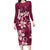 Plumeria Floral Tapa Pattern Ruby Pink Long Sleeve Bodycon Dress