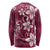 Plumeria Floral Tapa Pattern Ruby Pink Long Sleeve Shirt