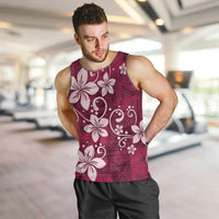 Plumeria Floral Tapa Pattern Ruby Pink Men Tank Top LT01 Pink - Polynesian Pride