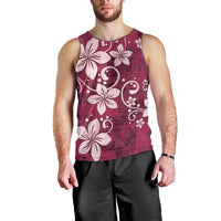 Plumeria Floral Tapa Pattern Ruby Pink Men Tank Top LT01 - Polynesian Pride