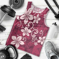 Plumeria Floral Tapa Pattern Ruby Pink Men Tank Top LT01 - Polynesian Pride