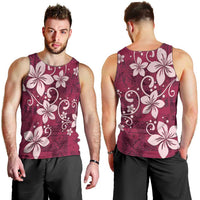 Plumeria Floral Tapa Pattern Ruby Pink Men Tank Top LT01 - Polynesian Pride