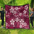 Plumeria Floral Tapa Pattern Ruby Pink Quilt