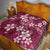 Plumeria Floral Tapa Pattern Ruby Pink Quilt