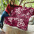 Plumeria Floral Tapa Pattern Ruby Pink Quilt