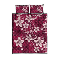 Plumeria Floral Tapa Pattern Ruby Pink Quilt Bed Set LT01 - Polynesian Pride