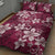 Plumeria Floral Tapa Pattern Ruby Pink Quilt Bed Set