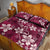 Plumeria Floral Tapa Pattern Ruby Pink Quilt Bed Set