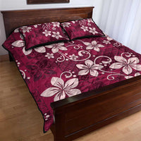 Plumeria Floral Tapa Pattern Ruby Pink Quilt Bed Set LT01 - Polynesian Pride