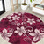 Plumeria Floral Tapa Pattern Ruby Pink Round Carpet