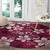 Plumeria Floral Tapa Pattern Ruby Pink Round Carpet