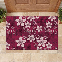 Plumeria Floral Tapa Pattern Ruby Pink Rubber Doormat LT01 Pink - Polynesian Pride