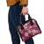 Plumeria Floral Tapa Pattern Ruby Pink Shoulder Handbag