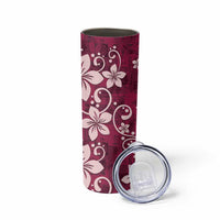 Plumeria Floral Tapa Pattern Ruby Pink Skinny Tumbler