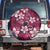 Plumeria Floral Tapa Pattern Ruby Pink Spare Tire Cover