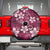 Plumeria Floral Tapa Pattern Ruby Pink Spare Tire Cover