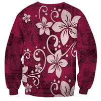 Plumeria Floral Tapa Pattern Ruby Pink Sweatshirt LT01 - Polynesian Pride