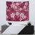 Plumeria Floral Tapa Pattern Ruby Pink Tapestry