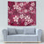 Plumeria Floral Tapa Pattern Ruby Pink Tapestry