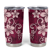 Plumeria Floral Tapa Pattern Ruby Pink Tumbler Cup LT01 Pink - Polynesian Pride