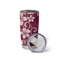 Plumeria Floral Tapa Pattern Ruby Pink Tumbler Cup LT01 - Polynesian Pride