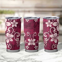 Plumeria Floral Tapa Pattern Ruby Pink Tumbler Cup LT01 - Polynesian Pride