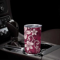 Plumeria Floral Tapa Pattern Ruby Pink Tumbler Cup LT01 - Polynesian Pride
