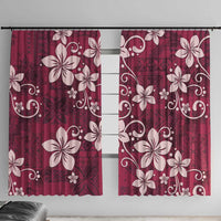 Plumeria Floral Tapa Pattern Ruby Pink Window Curtain LT01 With Hooks Pink - Polynesian Pride