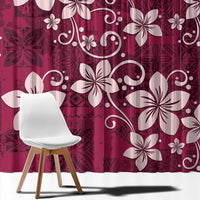 Plumeria Floral Tapa Pattern Ruby Pink Window Curtain LT01 - Polynesian Pride