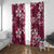 Plumeria Floral Tapa Pattern Ruby Pink Window Curtain