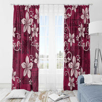 Plumeria Floral Tapa Pattern Ruby Pink Window Curtain LT01 - Polynesian Pride