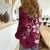 Plumeria Floral Tapa Pattern Ruby Pink Women Casual Shirt