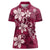 Plumeria Floral Tapa Pattern Ruby Pink Women Polo Shirt