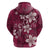 Plumeria Floral Tapa Pattern Ruby Pink Zip Hoodie