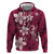 Plumeria Floral Tapa Pattern Ruby Pink Zip Hoodie