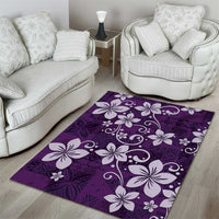 Plumeria Floral Tapa Pattern Amethyst Purple Area Rug