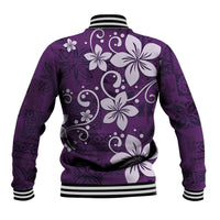 Plumeria Floral Tapa Pattern Amethyst Purple Baseball Jacket LT01 - Polynesian Pride