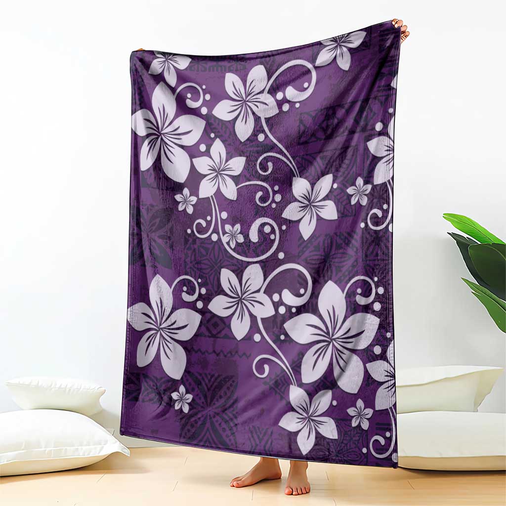 Plumeria Floral Tapa Pattern Amethyst Purple Blanket LT01 - Polynesian Pride