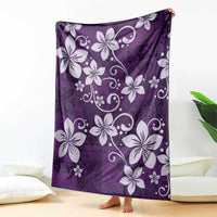 Plumeria Floral Tapa Pattern Amethyst Purple Blanket LT01 - Polynesian Pride