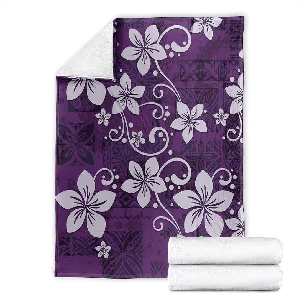 Plumeria Floral Tapa Pattern Amethyst Purple Blanket LT01 - Polynesian Pride