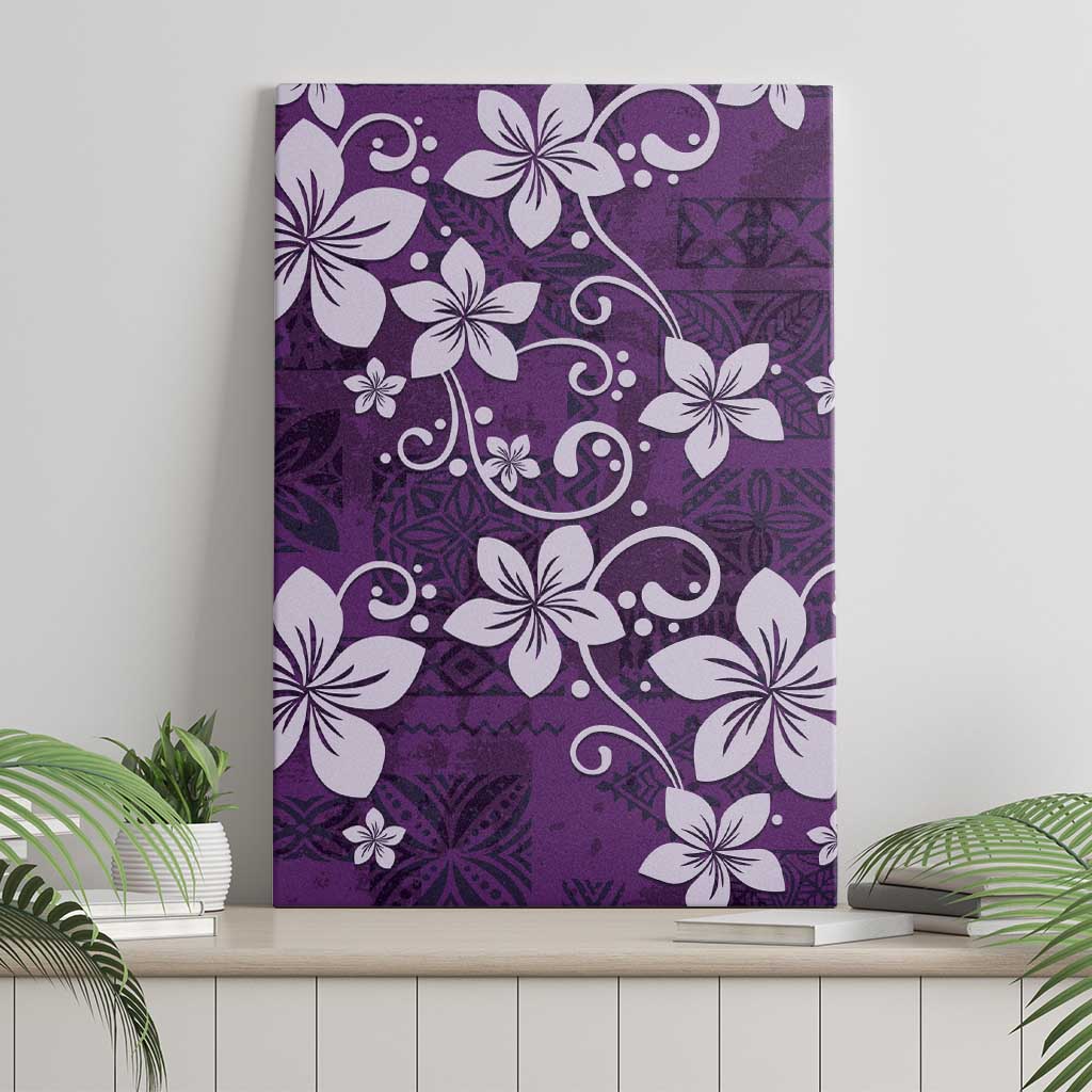 Plumeria Floral Tapa Pattern Amethyst Purple Canvas Wall Art LT01 - Polynesian Pride