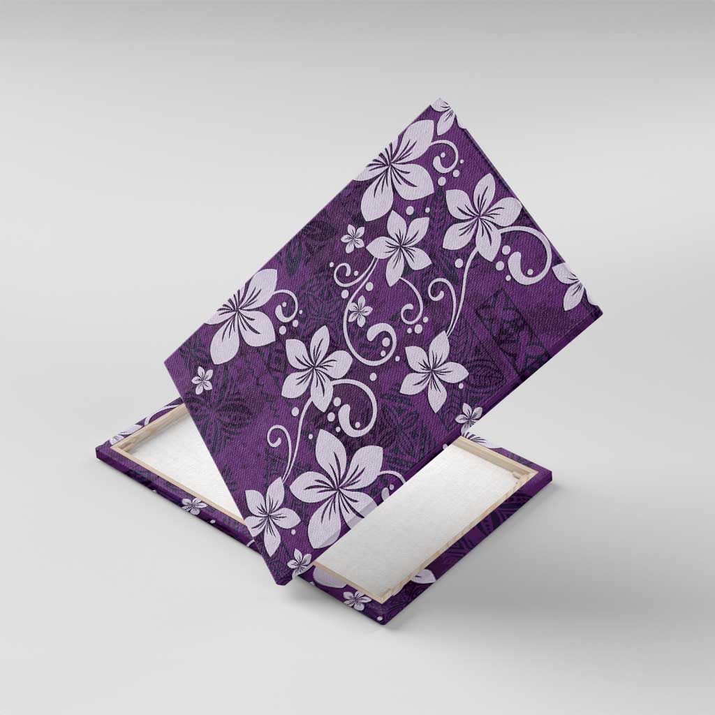 Plumeria Floral Tapa Pattern Amethyst Purple Canvas Wall Art LT01 With Frame Purple - Polynesian Pride