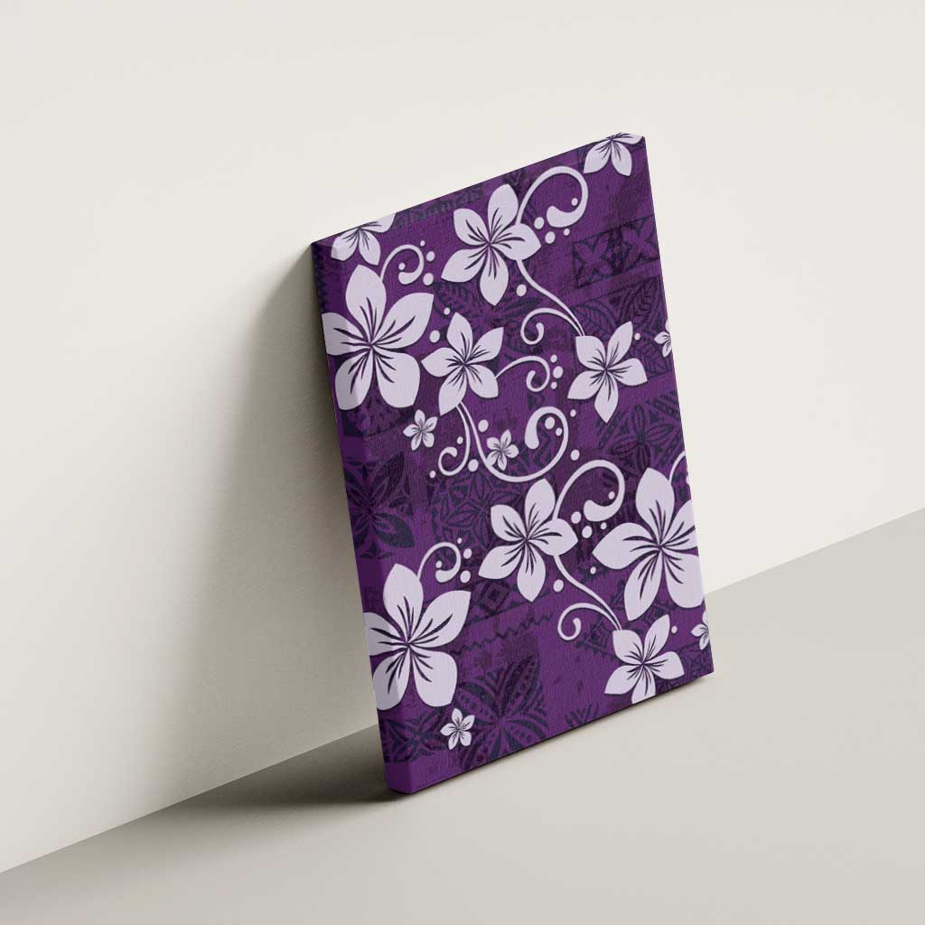 Plumeria Floral Tapa Pattern Amethyst Purple Canvas Wall Art LT01 - Polynesian Pride